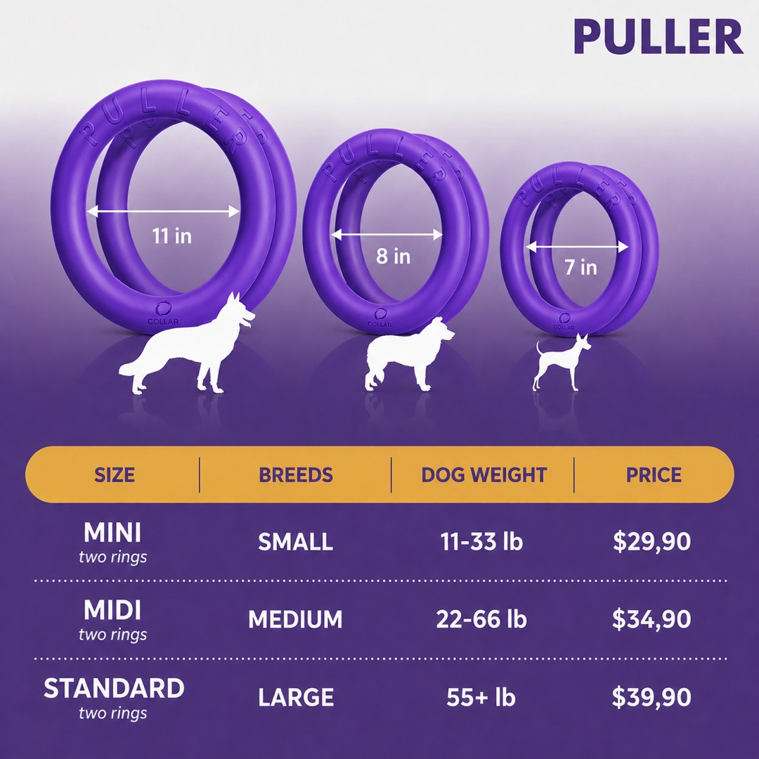 PULLER sizes — MINI, MIDI, STANDARD with prices